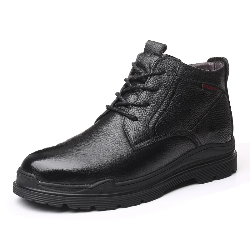 lace-up Британский стиль; мужские модные теплые шерстяные зимние ботинки; Черная хлопковая обувь из натуральной кожи; уличные зимние ботинки на платформе; bota zapato - Цвет: lace-up