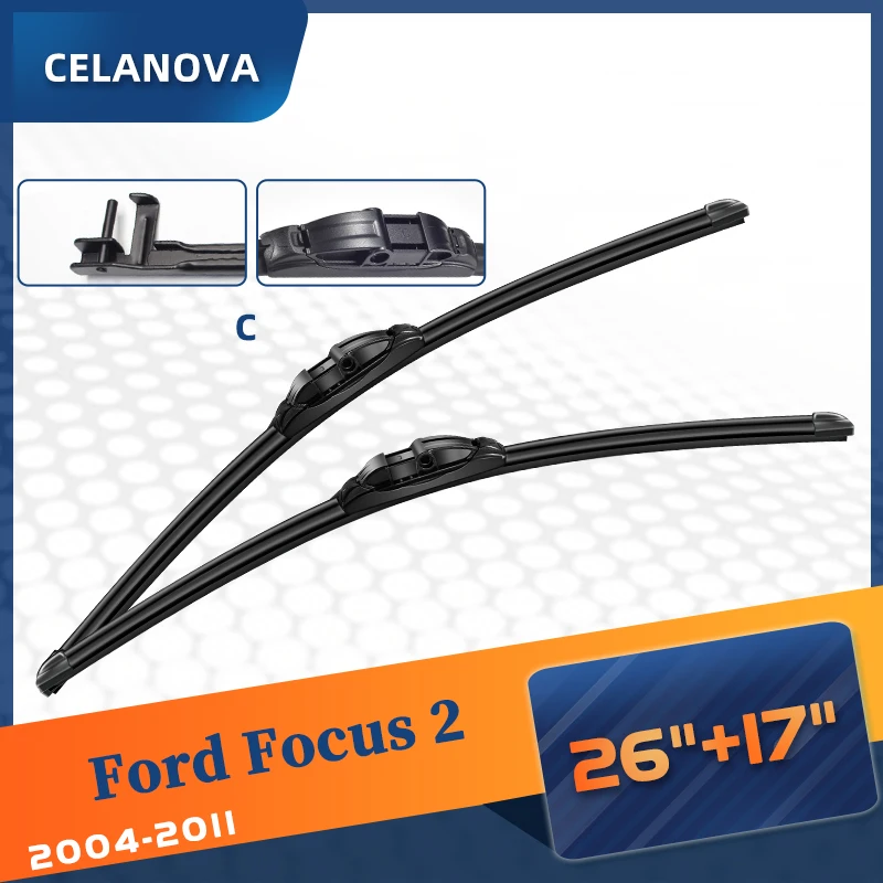 

Щетка стеклоочистителя CELANOVA для Ford Focus 2 2004 - 2011 26 дюймов + 17 дюймов, резиновые стеклоочистители без рамы