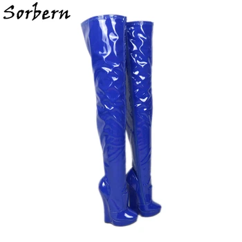 

Sorbern New Woman Shoes Unisex Boot Black Thigh High Wedges Long Boots Sexy Over The Knee Plus Size High Heel Boots For Woman