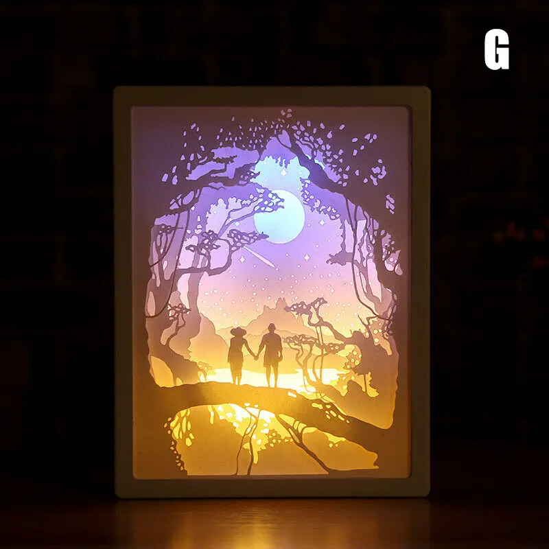 3D резьба по бумаге оригинальная Ночная подсветка настольная лампа для спальни прикроватные ночные светильники Рождество Хэллоуин украшение с гравировкой лампа подарки на день рождения