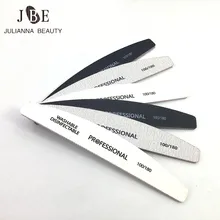 12 Pcs Nero Bianco Grigio Unghie Artistiche di Levigatura File di 100/180 Carta Vetrata Limas Lucidatura Curva di Strumenti per Manicure Set Nagel Vijlen Lima per Unghie(China)
