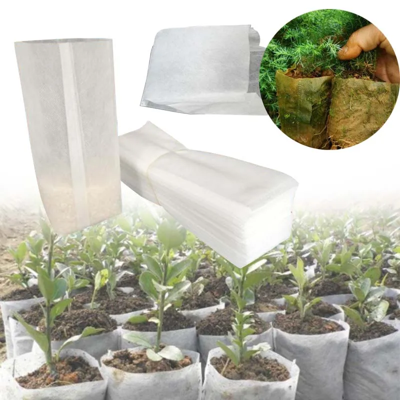 100 шт./компл. Seedling-мешки для растений Seeding мешок нетканый 100 шт./пакет Seedling кассеты для рассады мешок сад завод мешок