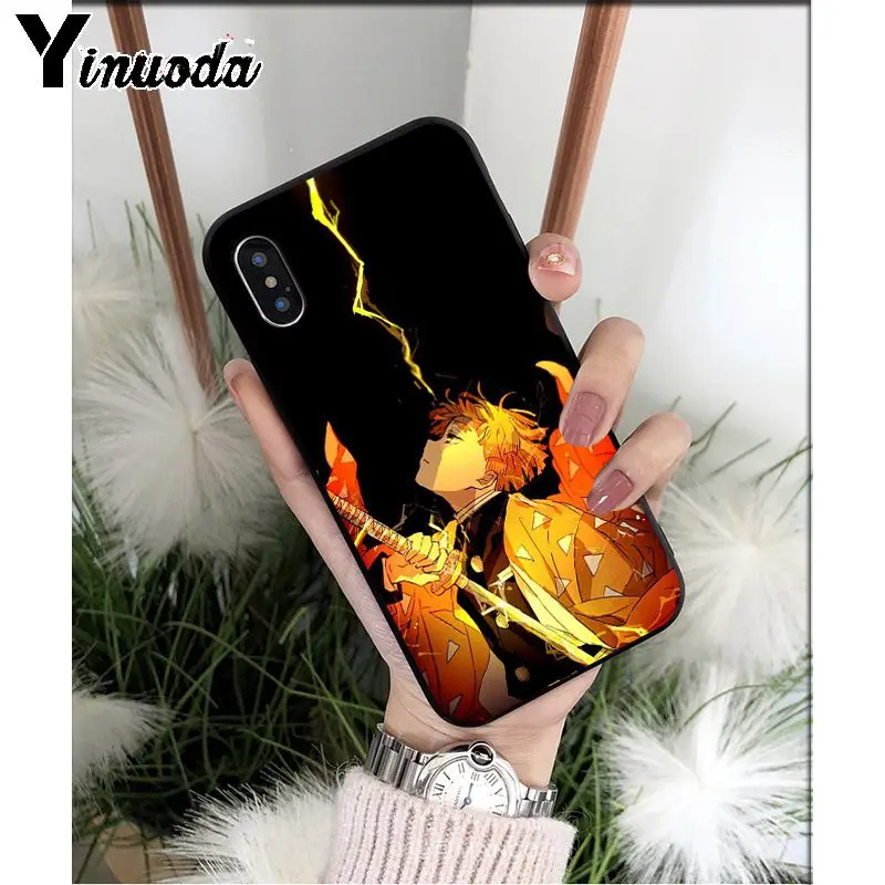 Yinuoda аниме Demon Slayer Kimetsu no Yaiba TPU мягкий черный чехол для телефона Apple iPhone 8 7 6 6S Plus X XS MAX 5 5S SE XR