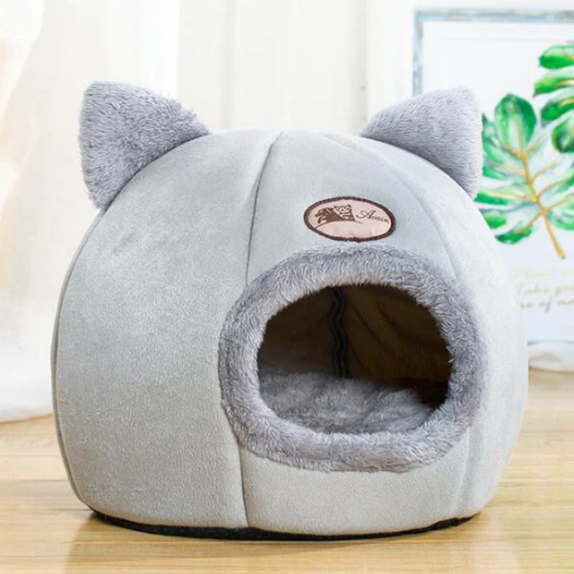 Plush Cat House Self Warming Indoor Cats Dog Bed with Removable Mattress Puppy Kitten Hamster Cage Cave Soft Lounger Sofas 2