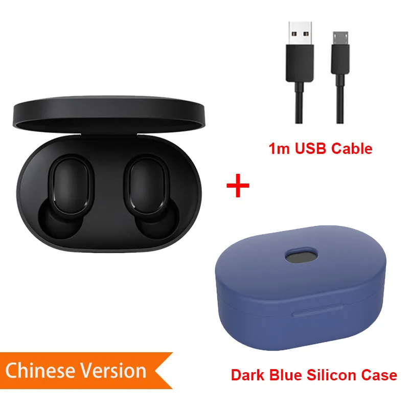 CN SiCase DarkBlue C Xiaomi Redmi Airdots TWS Bluetooth наушники стерео бас Bluetooth Airdots 5,0 Eeadphones с микрофоном Handsfree наушники AI управление - Цвет: CN SiCase DarkBlue C