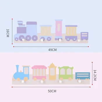 

D Ins Nordic Wood Wall Shelf Organizer Train Shelves Kids Room Storage Wall Hanger Clapboard for Keys Cloths Room Decoration