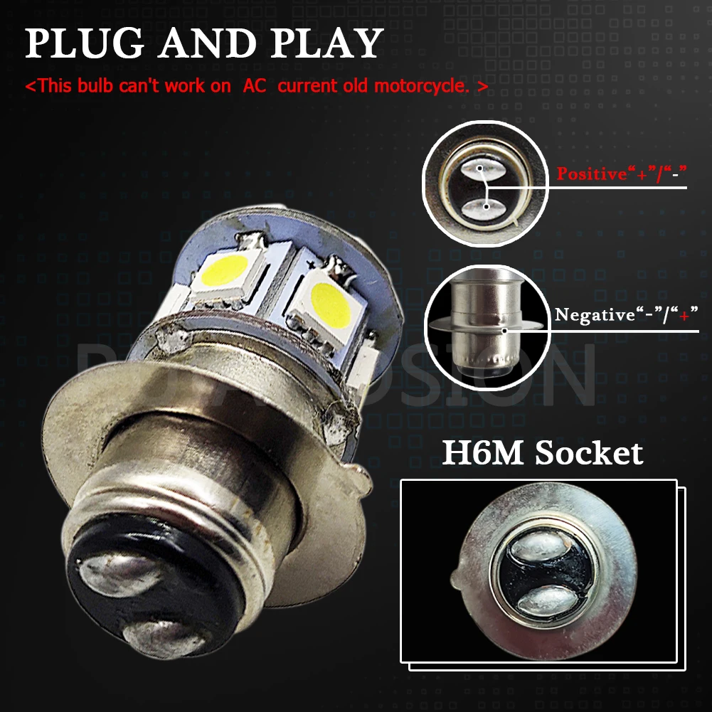 6 в 12 В неполярный H6M P15D 12SMD 5050 светодиодный мотоцикл 0 Вт лм дальний/Ближний