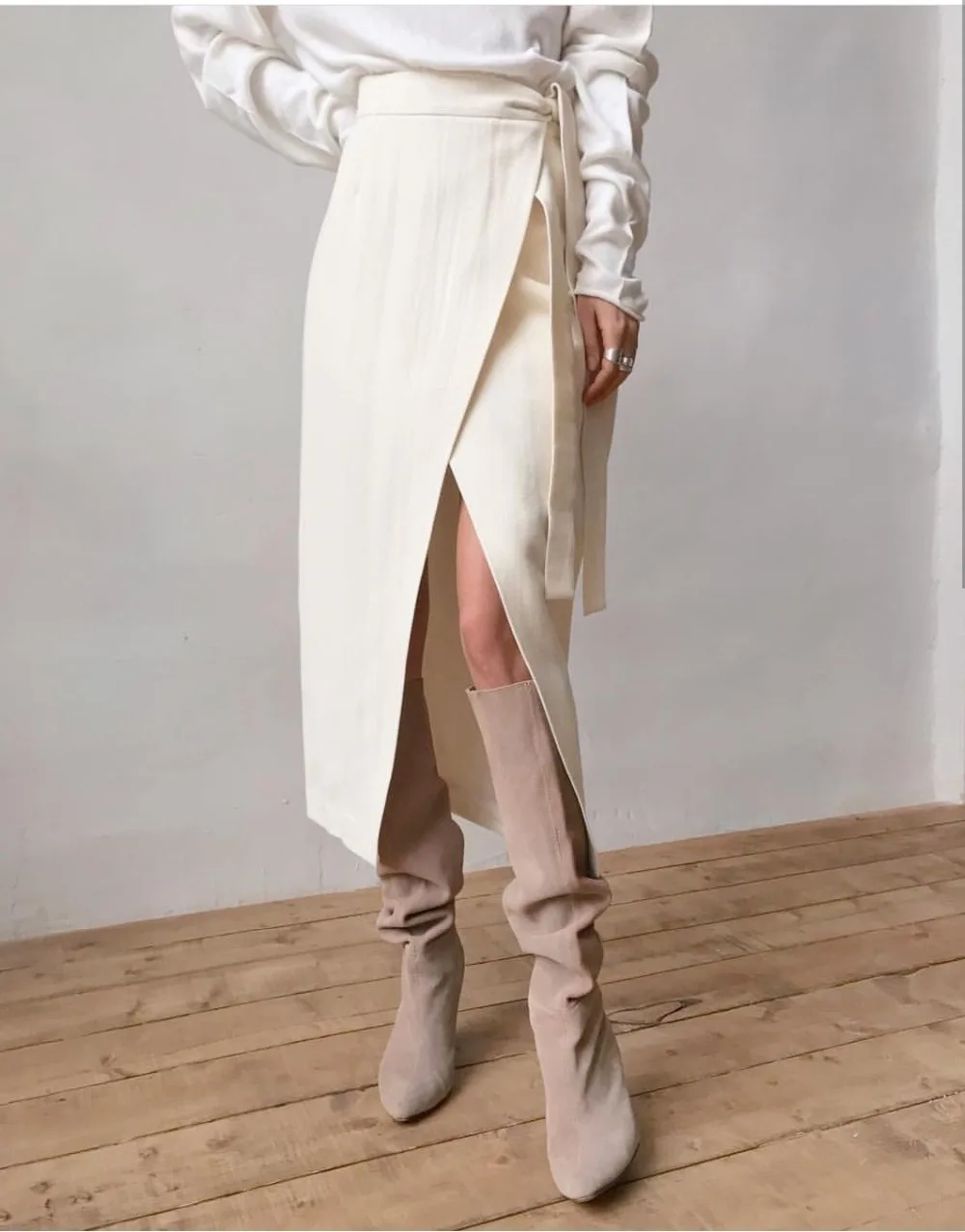 Suede Long Skirt Women Retro Female Hight Waist Asymmetry Casual Women Wrap Skirt Ladies Long Skirt Jupe Longue Femme Slim