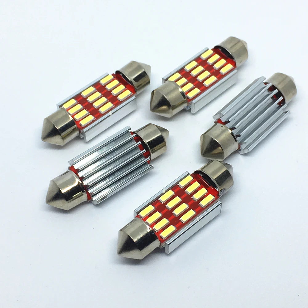 10pcs Car Festoon Lights 31mm 36mm 39mm 41mm Reading Auto Interior Dome Lamp Bulb White C5W C10W 4014 LED | Автомобили и