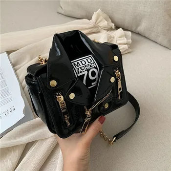 

Women Shoulder Bags Brand Designer Motorcycle Bag 2019 Ladies Leather Handbag Rivet Zipper Jacket Bag Crossbody Messenger Bags