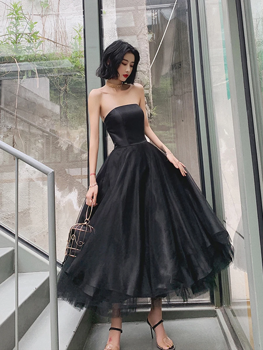pouco chá preto comprimento vestidos de gala