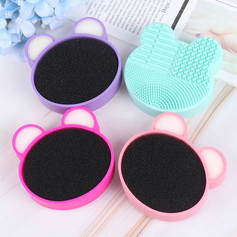 New Color Removal Sponge Makeup Brush Cleaner Kit Double Side Design With Cosmetic Brush Cleaning Box
