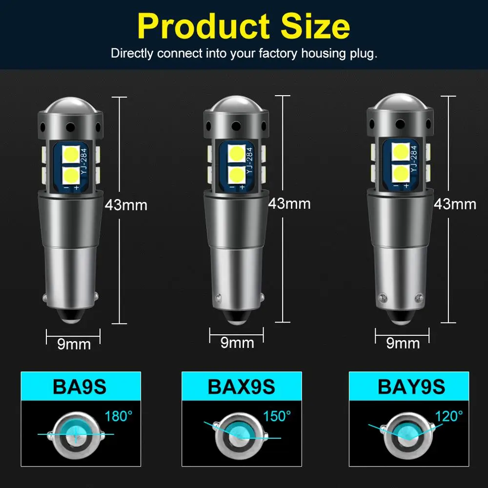 2pcs BA9S H21W BAY9S Led T4W BAX9S H6W LED Bulb T2W T3W H5W Canbus Car  Interior Lights Dome Reading Instrument Lamp Auto 12V - AliExpress