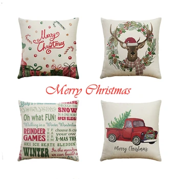 

Christmas cushion cover 45*45 Pillowcase sofa cushions Pillow cases Cotton Linen pillow covers Home Decor