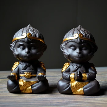 

Chinese Style Tea Pets Natural Purple Clay Monkey Statues Car Decoration Figurines Tabletop Ornament Tea Ceremony Accessories