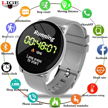 

New Smart Watch Men women Heart rate Blood pressure monitor Sport mode SmartWatch Fitness Tracker Waterproof for Android ios+Box