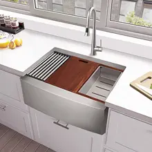 30 X 22 X 9 Inch Farmhouse Kitchen Sink Workstation Ledge 18 Gauge Stainless Steel  Modern Apron-Front Single Bowl Kitchen Sink