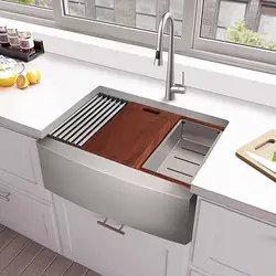 30 X 22 X 9 Inch Farmhouse Kitchen Sink Workstation Ledge 18 Gauge Stainless Steel  Modern Apron-Front Single Bowl Kitchen Sink