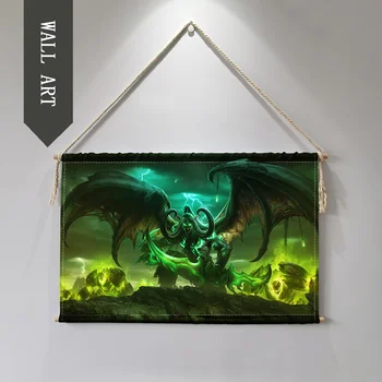 

World of Warcrafts game lllidan Stormrage Hanging Wall Art Poster Modern Solid Wood Hanging Shaft Scroll Decorative paintings
