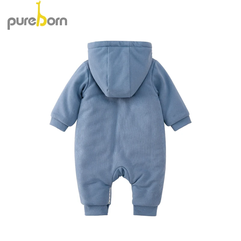 Pureborn Newborn Unisex Baby Romper Cartoon Baby Girl Hooded Jumpsuit Baby Boy Thick Winter Clothes Cotton Costumes