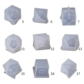 

9 Shapes Dice Fillet Square Triangle Dice Mold Dice Digital Game Silicone Mould 634D