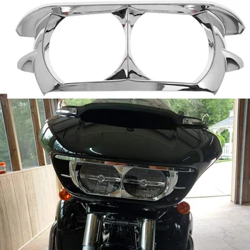 

Motorcycle head light lamp Dual Headlight Trim Cover Bezel for Road Glide 2015-2020,Silver