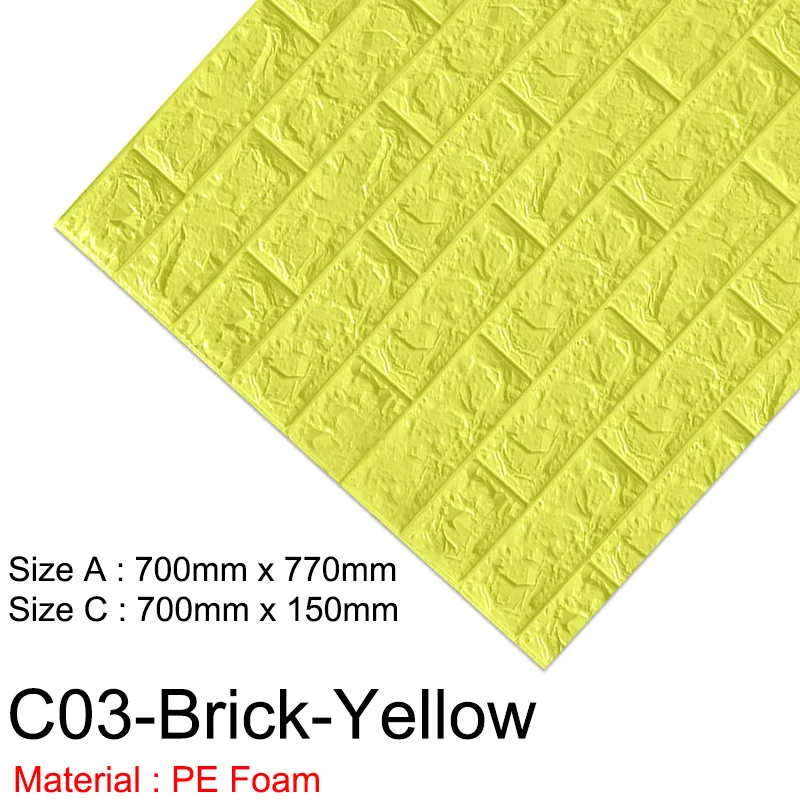 10 шт. 3D обои, кирпичная Водонепроницаемая настенная Бумага 3D DIY, самоклеящийся декор для спальни, детской комнаты, гостиной, обои, бумага - Цвет: CO3-Brick-Yellow