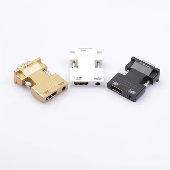 

Connector Mini HDMI To VGA Adapter With 3.5mm Audio Jack Portable Digital To Analog Converter Audio And Video Output