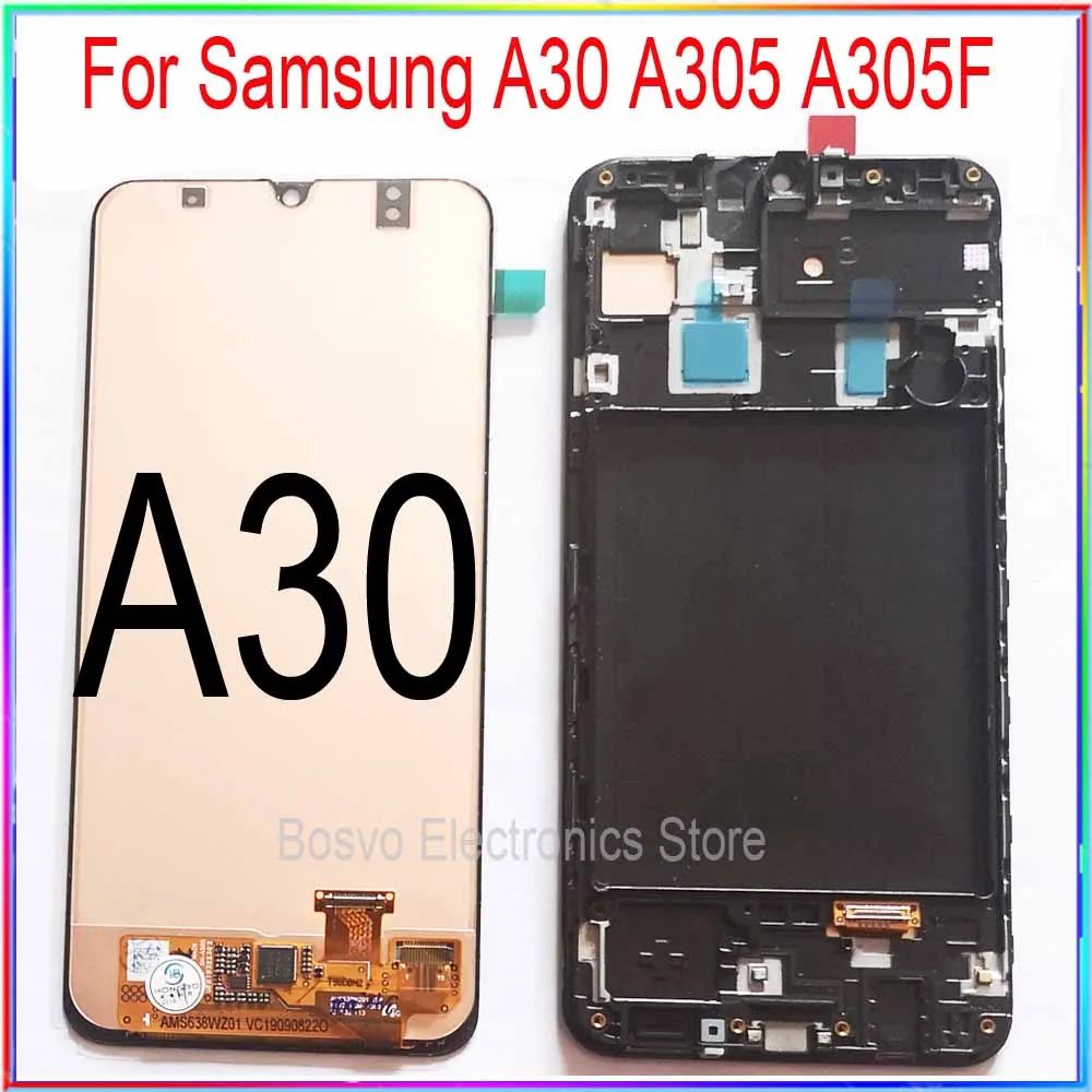 ЖК экран для Samsung A30 A305 с сенсорным экраном и рамкой в сборе сменные детали ремонта