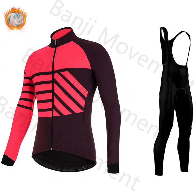 cycling jersey set 4 Профессиональная команда, мужские куртки для велоспорта, Зимняя Теплая Флисовая Джерси для велоспорта, теплая одежда для горного велосипеда, куртка, новинка Santini - Цвет: cycling jersey set 4