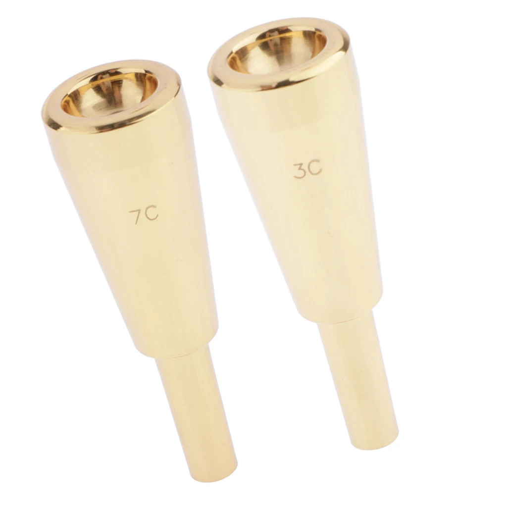 

2x Copper Trumpet Mouthpiece Perfect Gift Professional 3C/7C Golden Plated