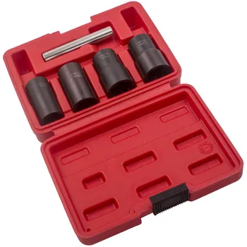 

5 Pc Twist Socket Set 4 Damaged Worn Lug Nut Lock Remover 17 19 21 22mm