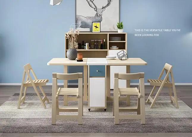 Functional storage folding dining table and chair combination simple Nordic small family dining table