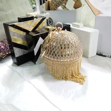 Золотой Алмазный кисточкой женские вечерние металлические расшитая кристаллами Сумочка-клатч вечерние сумки Свадебная Сумка Сумочка на плечо Сумочка-Браслет клатч кошелек