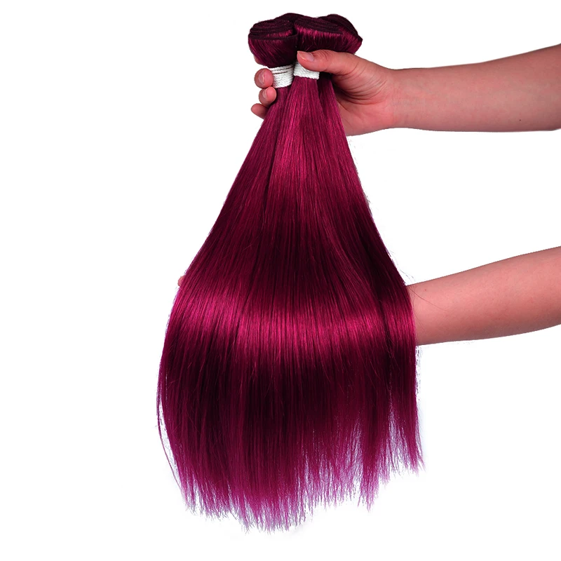 Top Pre-Colored Ombre 99J Burgundy Bundles Straight Hair Bundles Brazilian 100% Human Hair Bundles Remyblue Remy Hair Weave Bundles 6