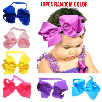 

10pcs 6-inch Children's Hair Band Extra Large Flower Bow Elastic Band Print Elastic Bow Hair Rope Girl Hair Ties Accessories