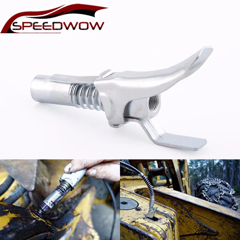 

SPEEDWOW 1/8" NPT Quick Release Quick Release Grease Gun Coupler Onto Zerk Fitting Lubricating Oil Gun Nozzle Grease Gun Coupler