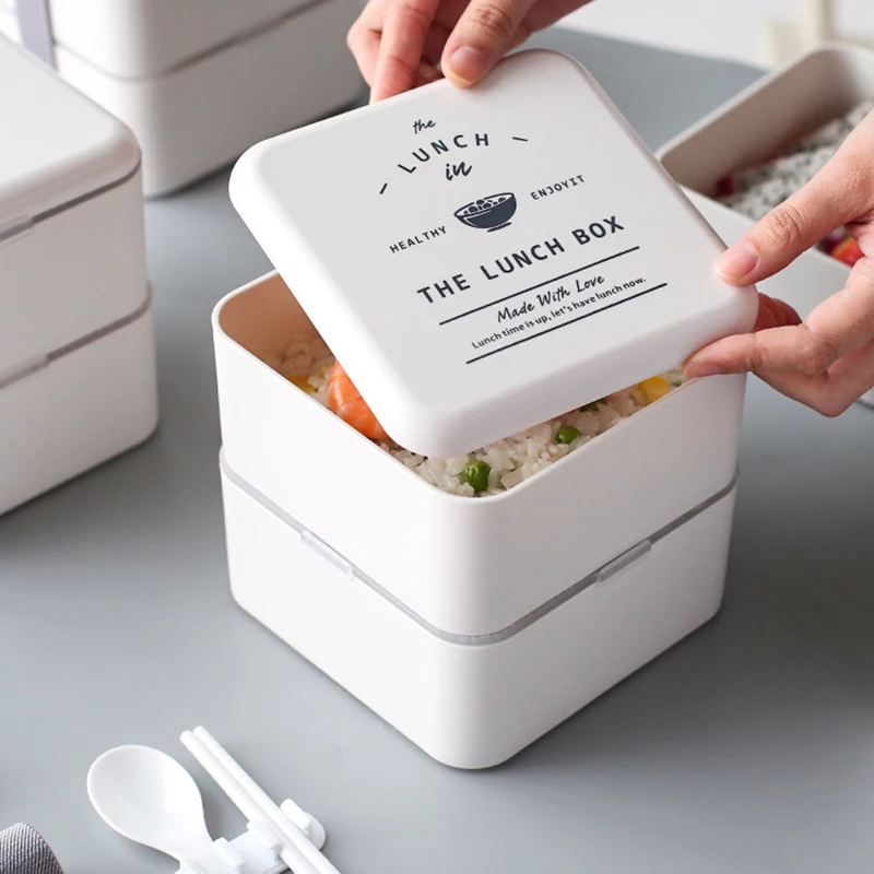

Double Layer Japanese Style Bento Box Office Microwave Food Container Korean School Lunch Boxs For Kids Picnic Travel Dinnerware