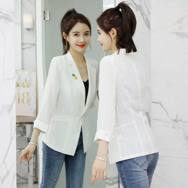 

Small Suit Coat 2019 Spring And Autumn New Style Loose-Fit Korean-style Hong Kong Style Slimming Vintage Blazer Women's South Ko