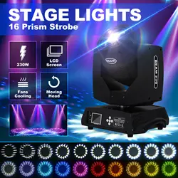 Honhill haz de luz de cabeza móvil 7R para fiestas, Gobos, DJ, escenario, Zoom, 16 prismas, 230W, 1 ud.