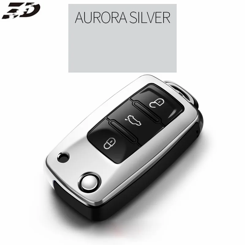 Чехол для ключей автомобиля из ТПУ для VW golf 7 golf 6 golf 4 Polo Passat Scirocco Tiguan для Skoda Octavia Seat - Название цвета: silver