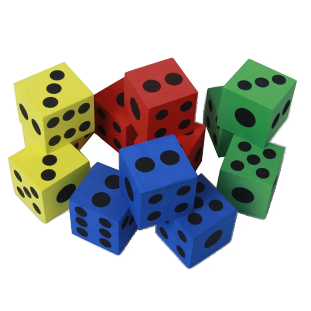 12pcs MOULDED FOAM DICE 3.8cm Kids Child Room Activities Games Math Teaching