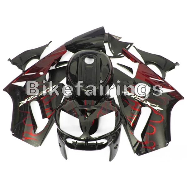 Мотоциклы Черное и красное пламя и островным креплением для Kawasaki ZX12R 2000 2001 ZX-12R 00 01 zx12r Пластик велосипед капоты