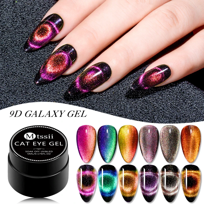 

Mtssii 5ml 9D Galaxy Cat Eyes Led Gel Nail Polish Chameleon Magnetic UV Nail Varnish Nail Art Shiny Gel Need Black Base Coat
