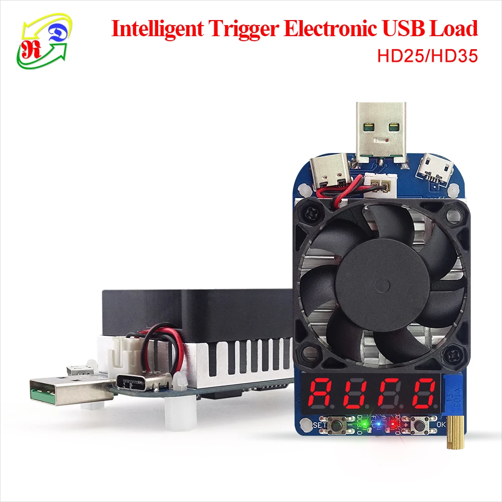 Rd hd25 hd35 gatilho qc2.0 qc3.0 usb eletrônico carga resistor descarga bateria teste ajustável tensão atual 35w