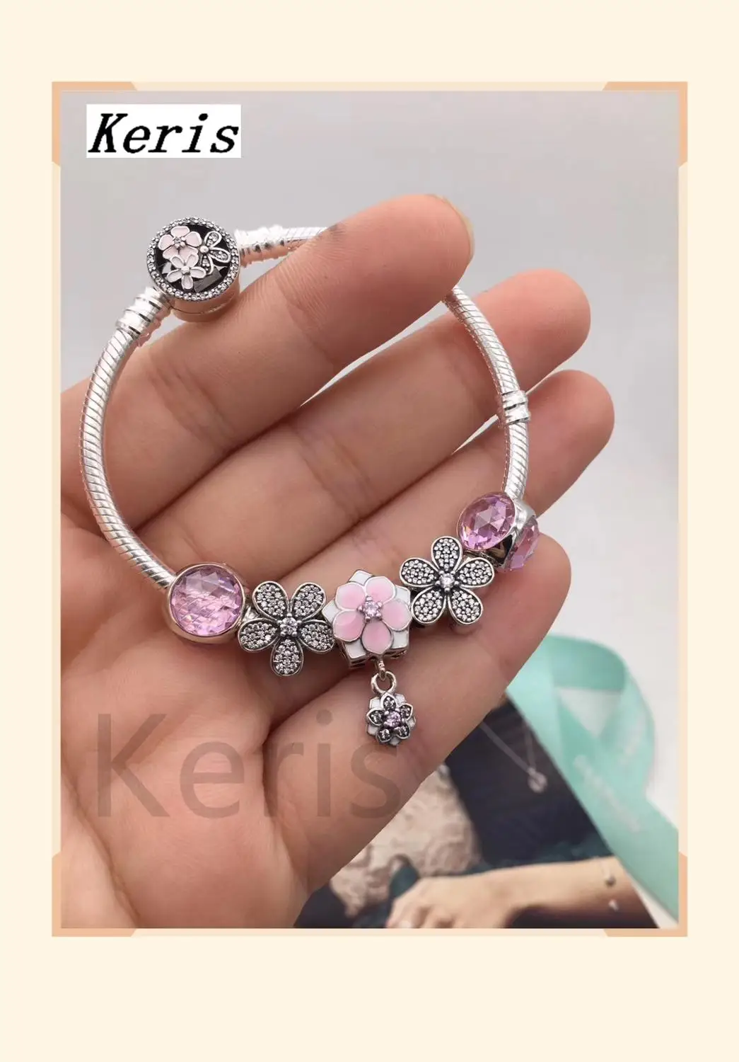 

High Quality Reproduction 1:1 100% Silver New Cherry Blossom String Decorated With Snake Bone Bracelet Free Of Charge