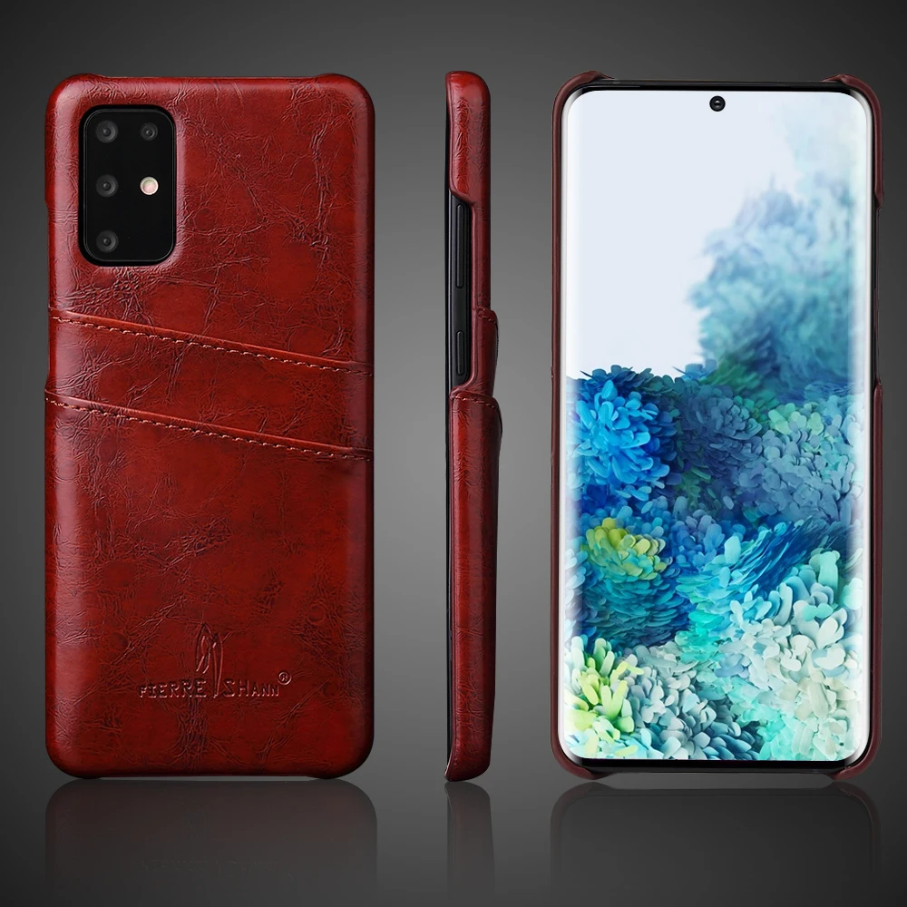 Ультратонкий Ретро Чехол из вощеной ПУ кожи с отделениями для карт Samsung Galaxy S20 S21 S10