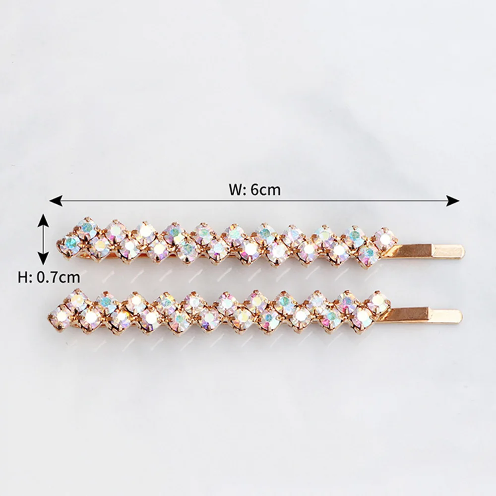 Hair Clips Hair Accessories 2PCS Shining Crystal Rhinestone Hair Clip for Women Elegant Korean Design Snap Barrette Stick Hairpin Hair Styling Accessories