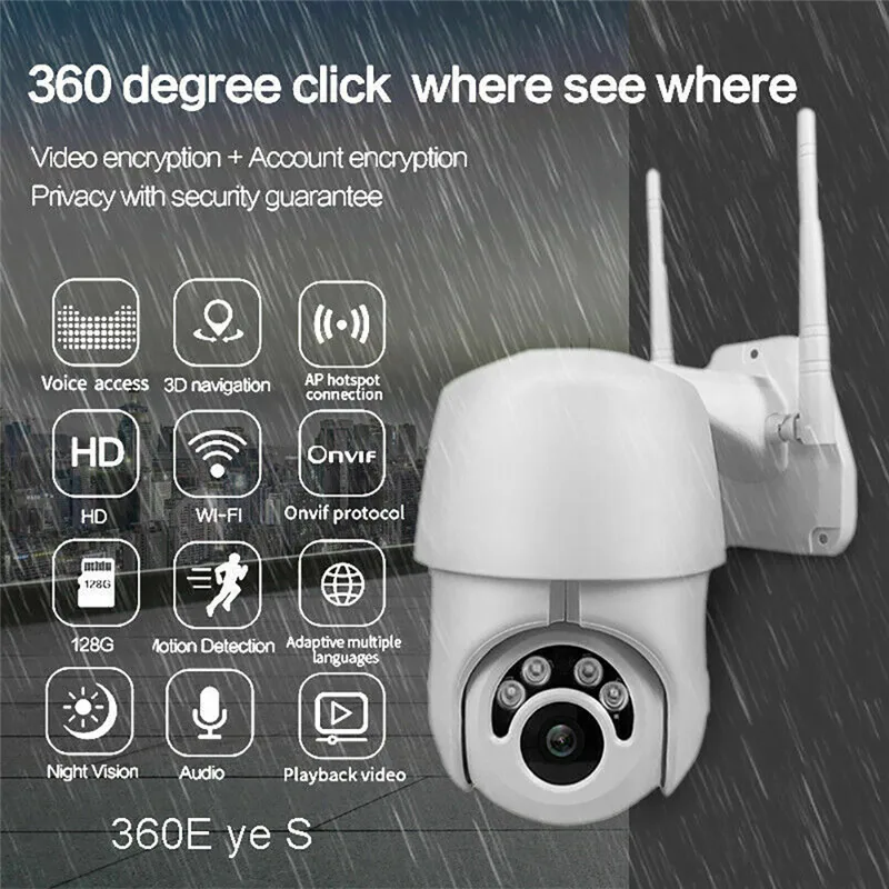 

Smart IP Camera 4 LEDS 1080P Outdoor IP66 Waterproof 360 Degree Rotatio Wifi Home Speed Dome Security Surveillance Camera