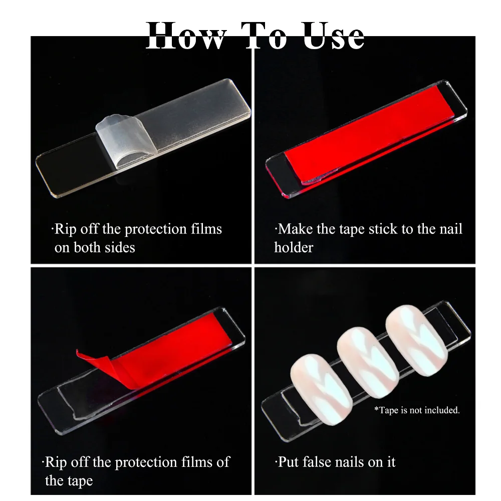 10Pcs Transparent Acrylic Nail Holder False Nail Stand Manicure Displayer Practice Show Board Nail Art False Tips Sticks